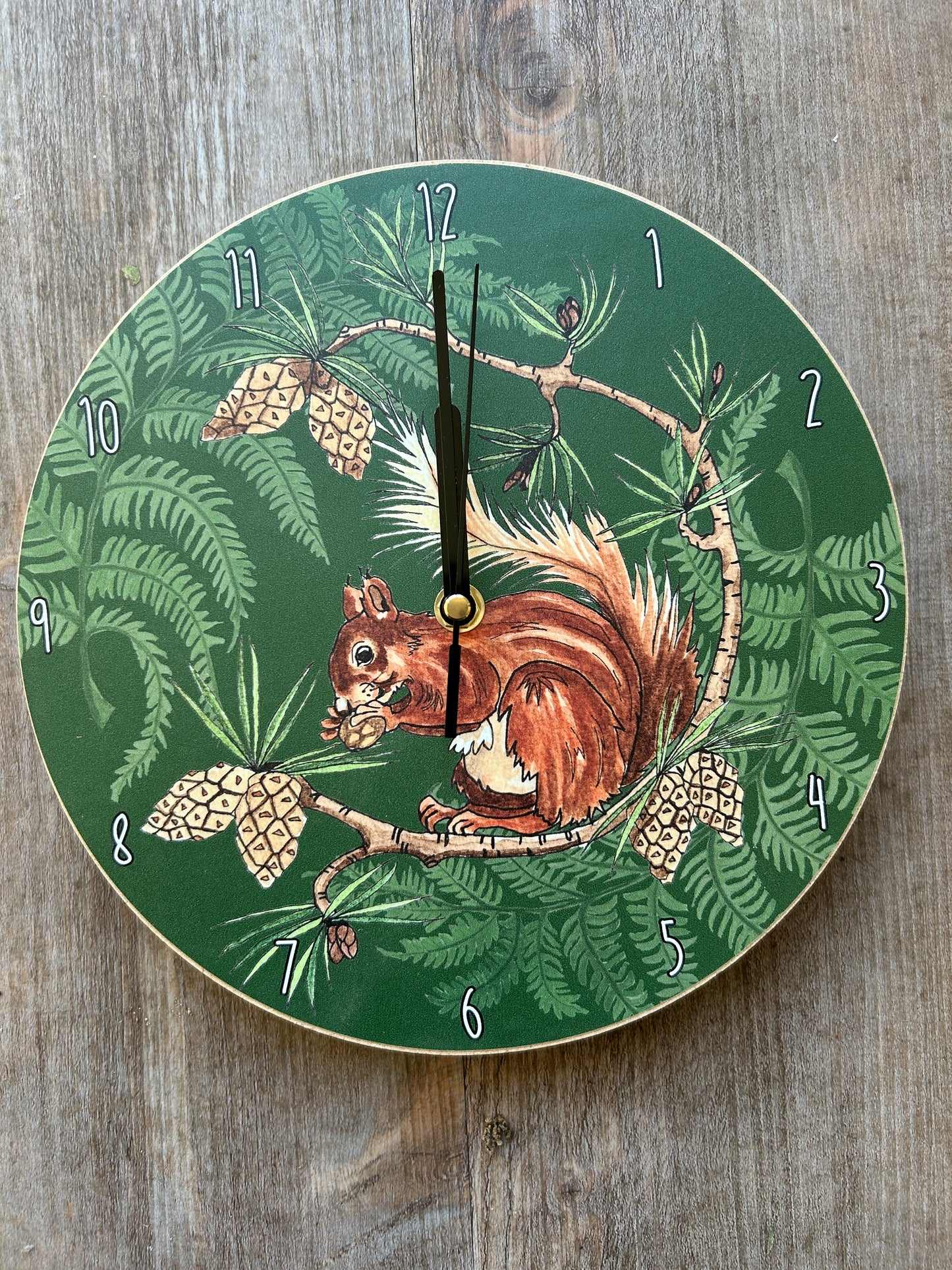 Red Squirrel Design Clock