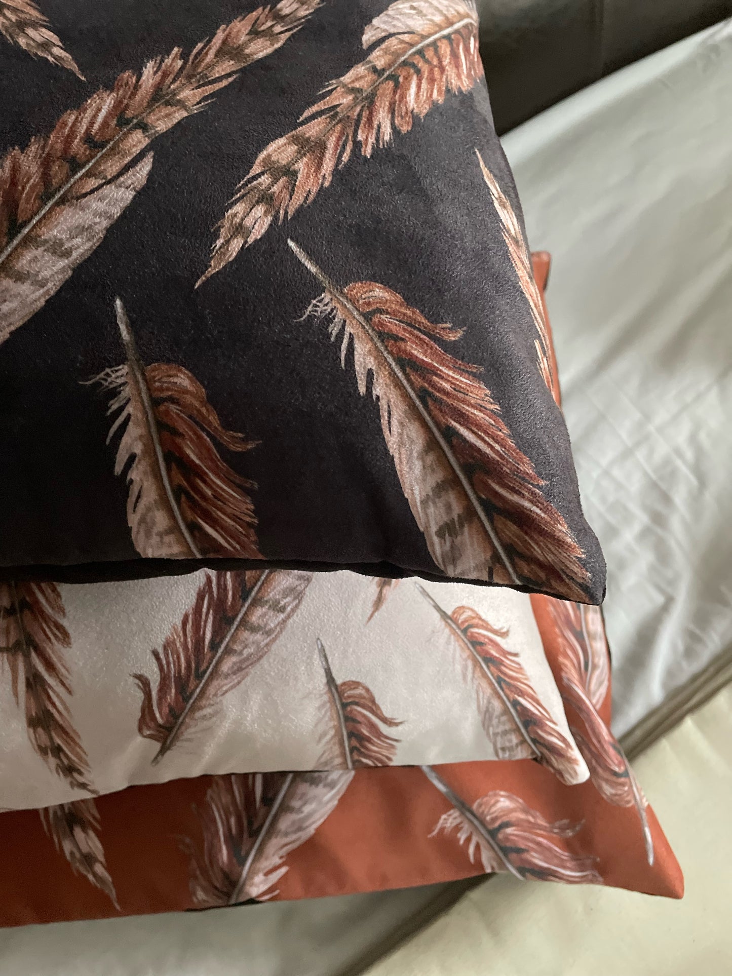 Country Feathers Design, faux suede Cushion