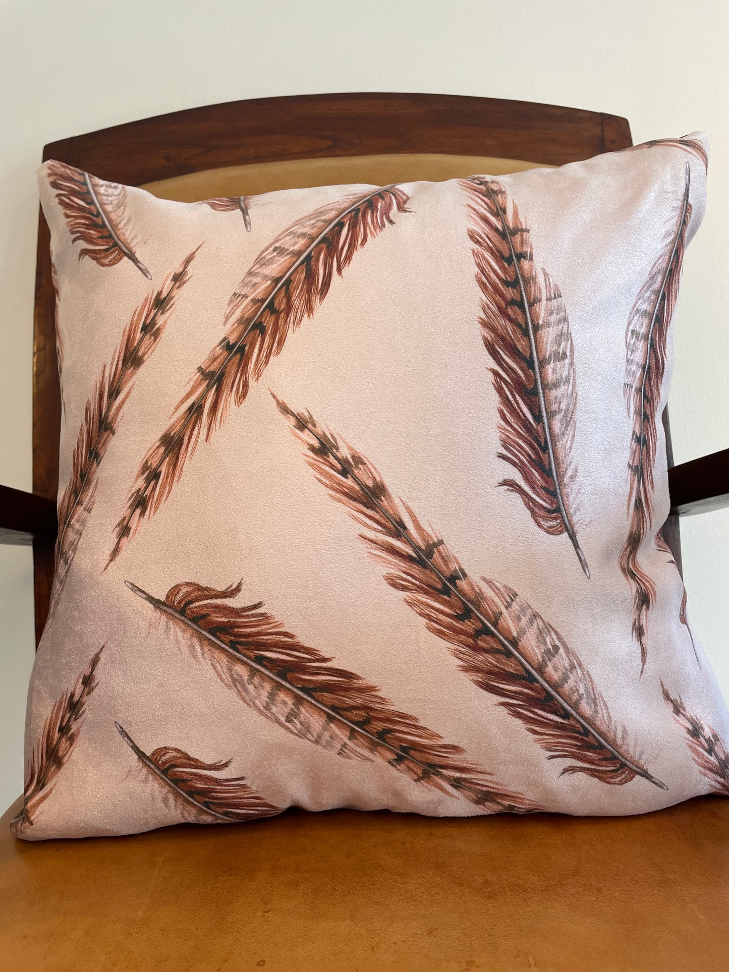 Country Feathers Design, faux suede Cushion