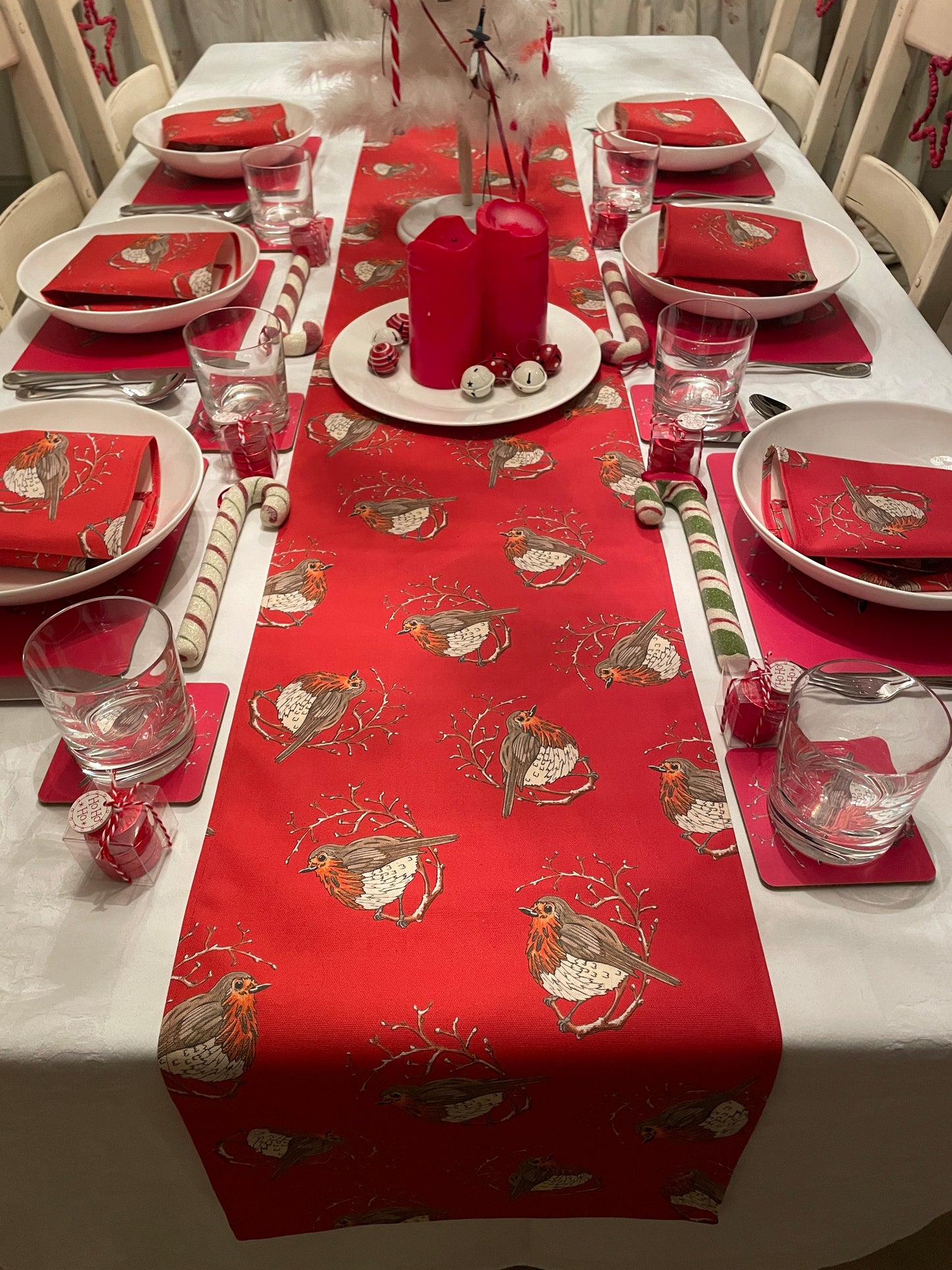 Festive Robin, Handmade Table Runner