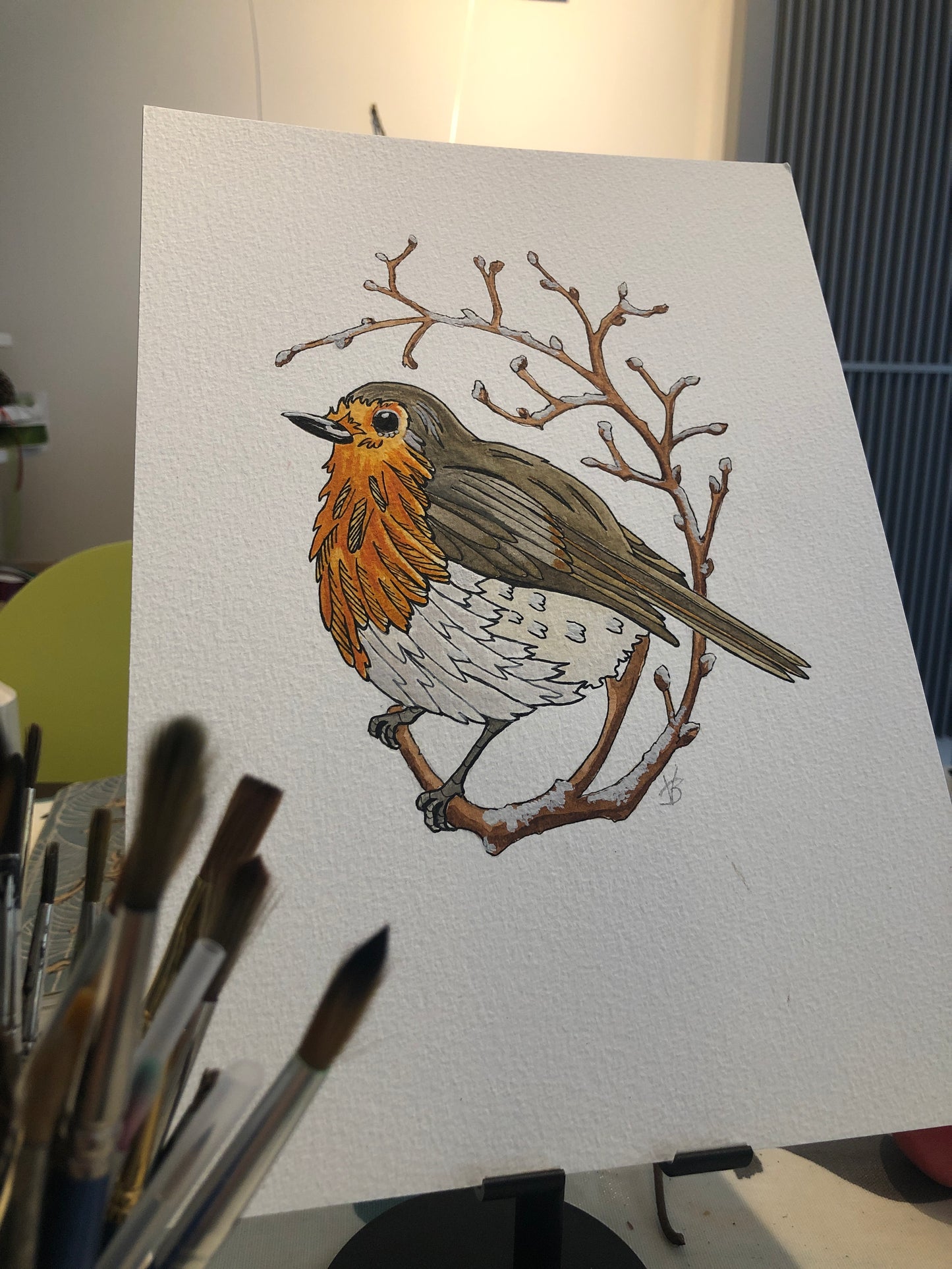 Festive Robin, Handmade Table Runner