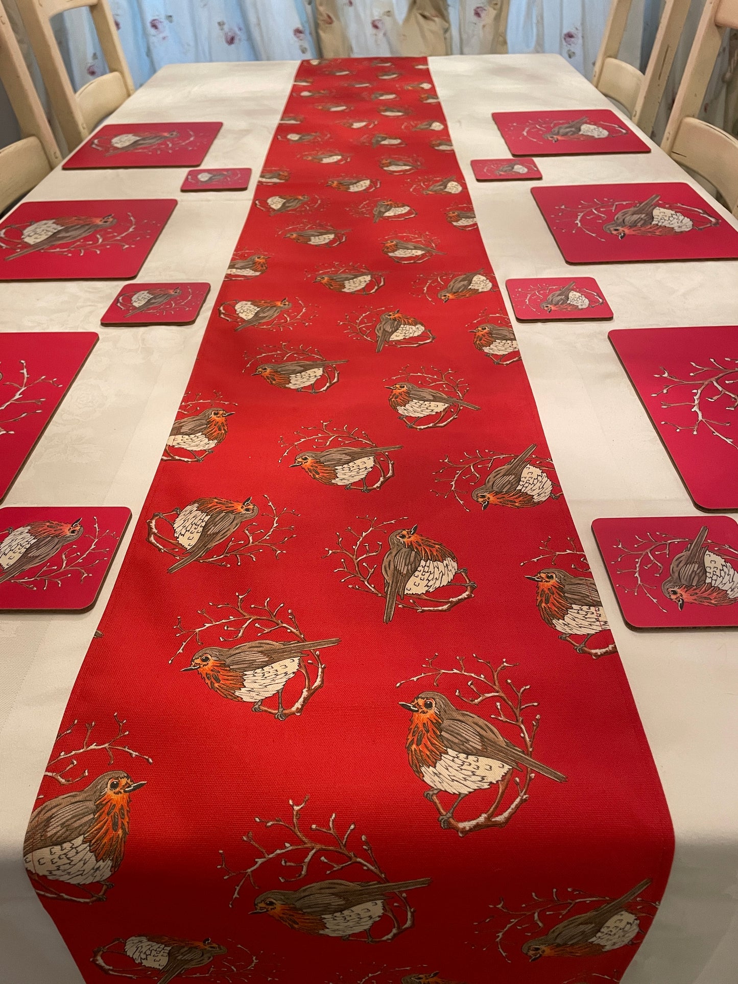 Festive Robin, Handmade Table Runner