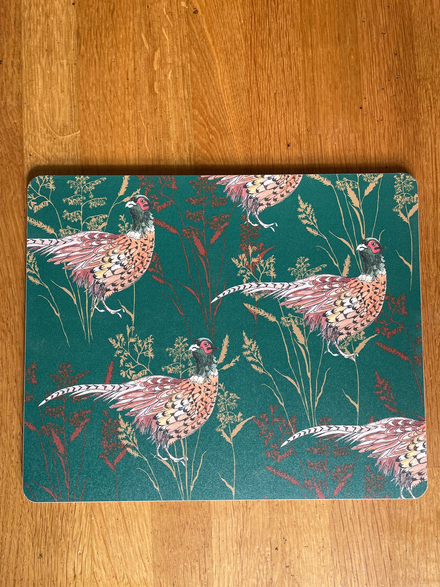 Pleasant Pheasant Placemat, Pheasant in grass design