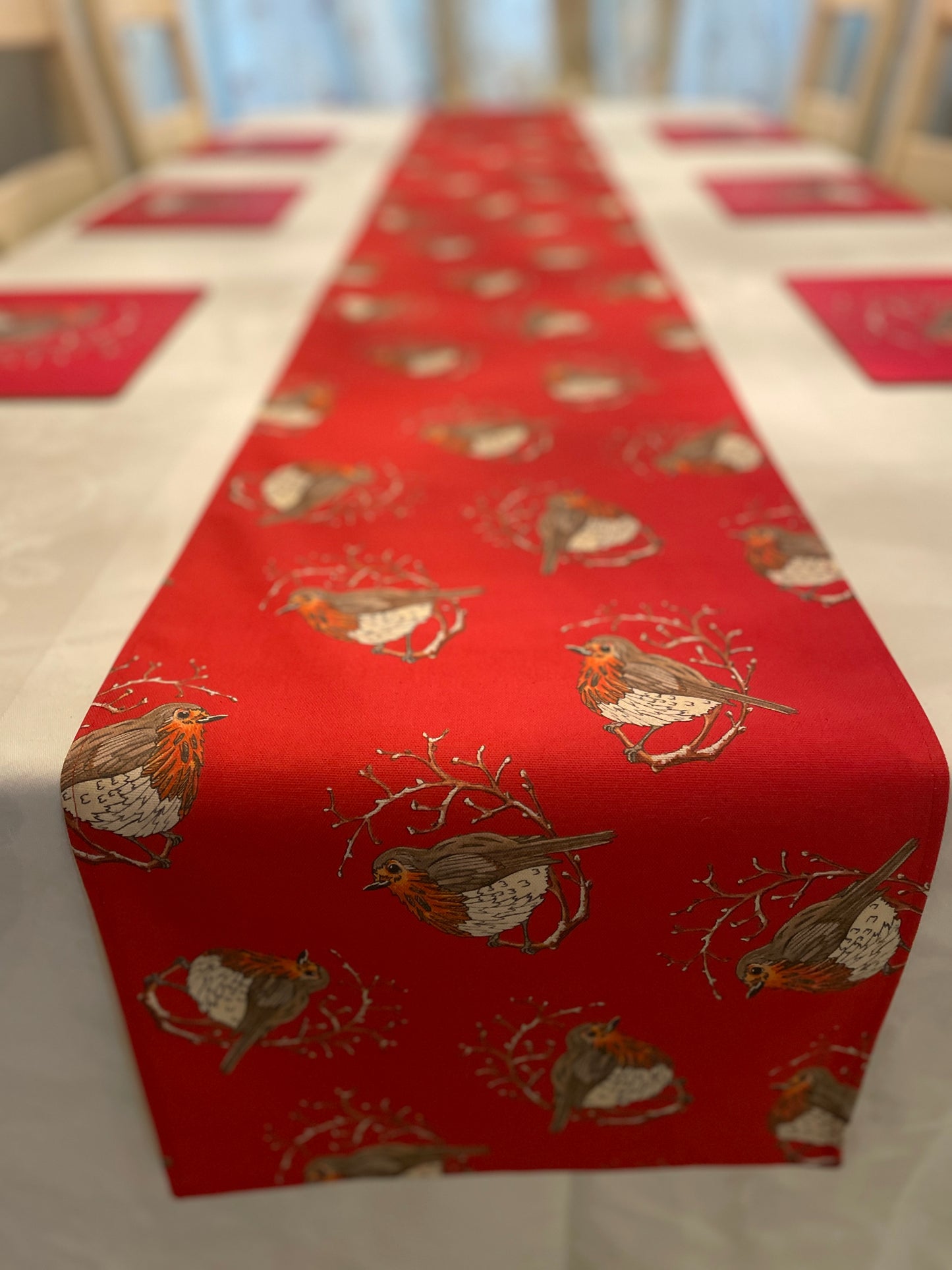 Festive Robin, Handmade Table Runner