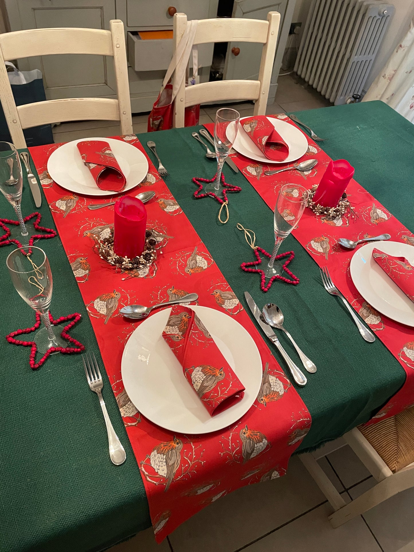 Festive Robin, Handmade Table Runner