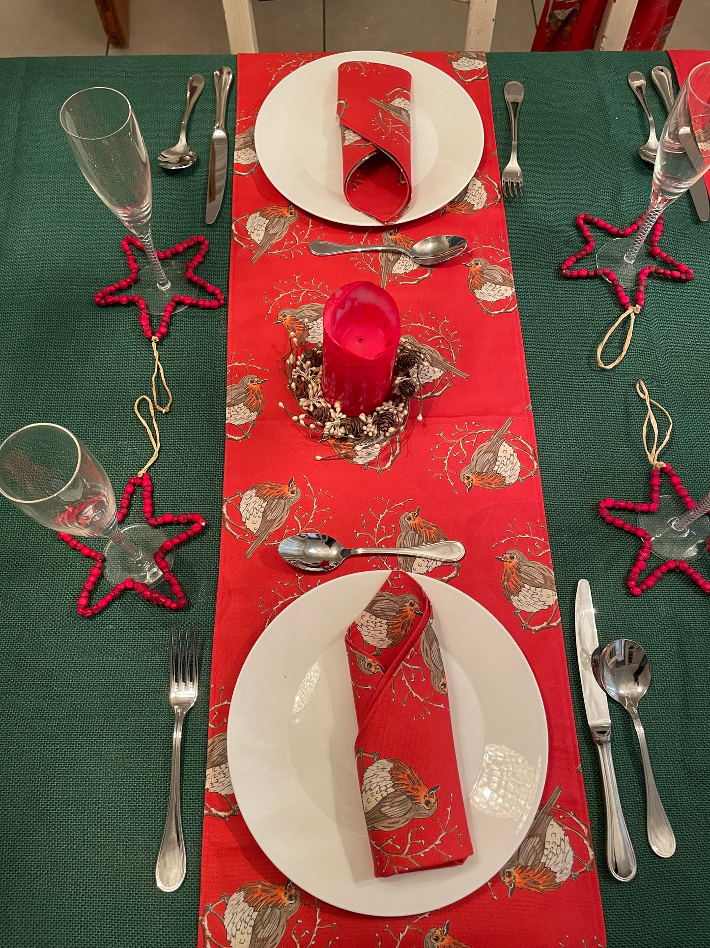 Festive Robin, Handmade Table Runner