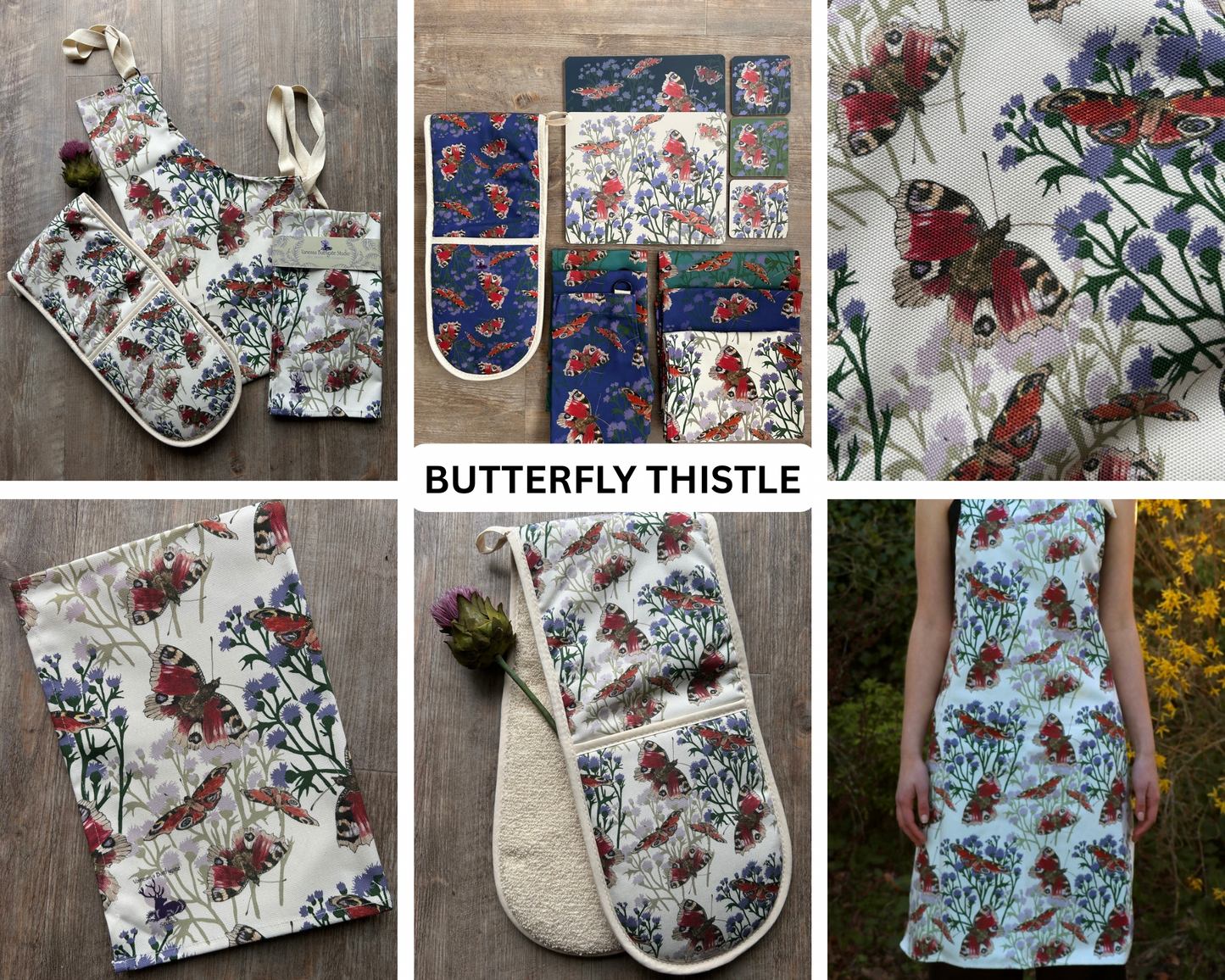 Scottish Butterflies & Thistles Large Shopper Tote