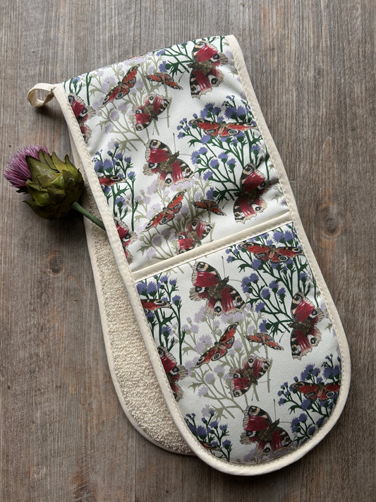 Scottish Butterflies & Thistles Double Oven Glove
