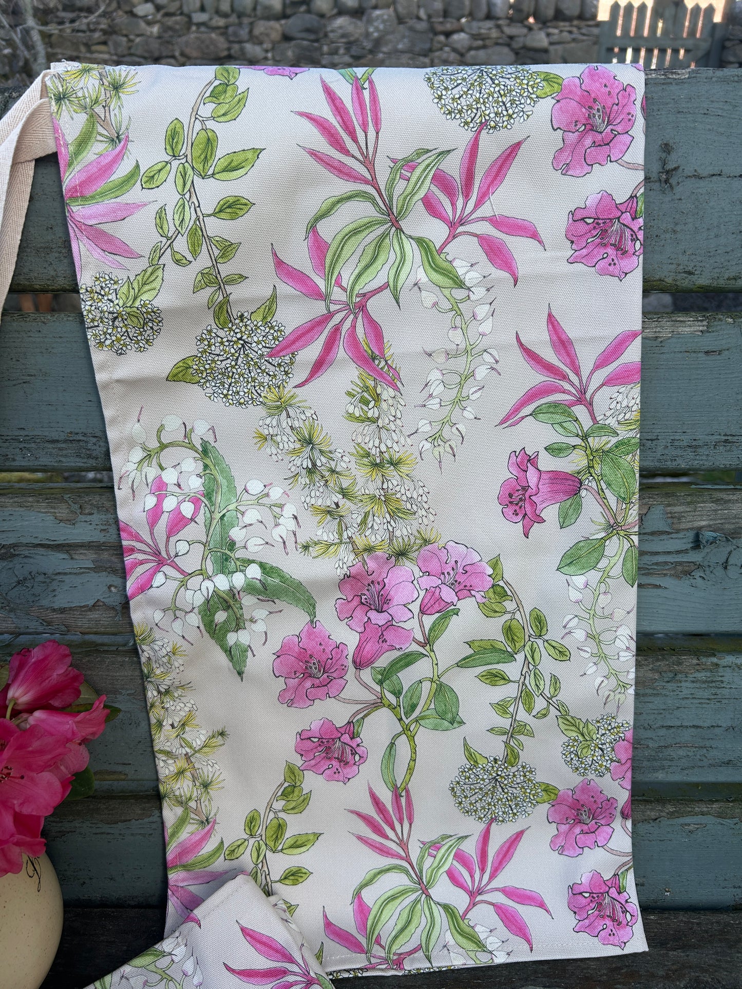 Summer Florals Rhododendron design Tea towel