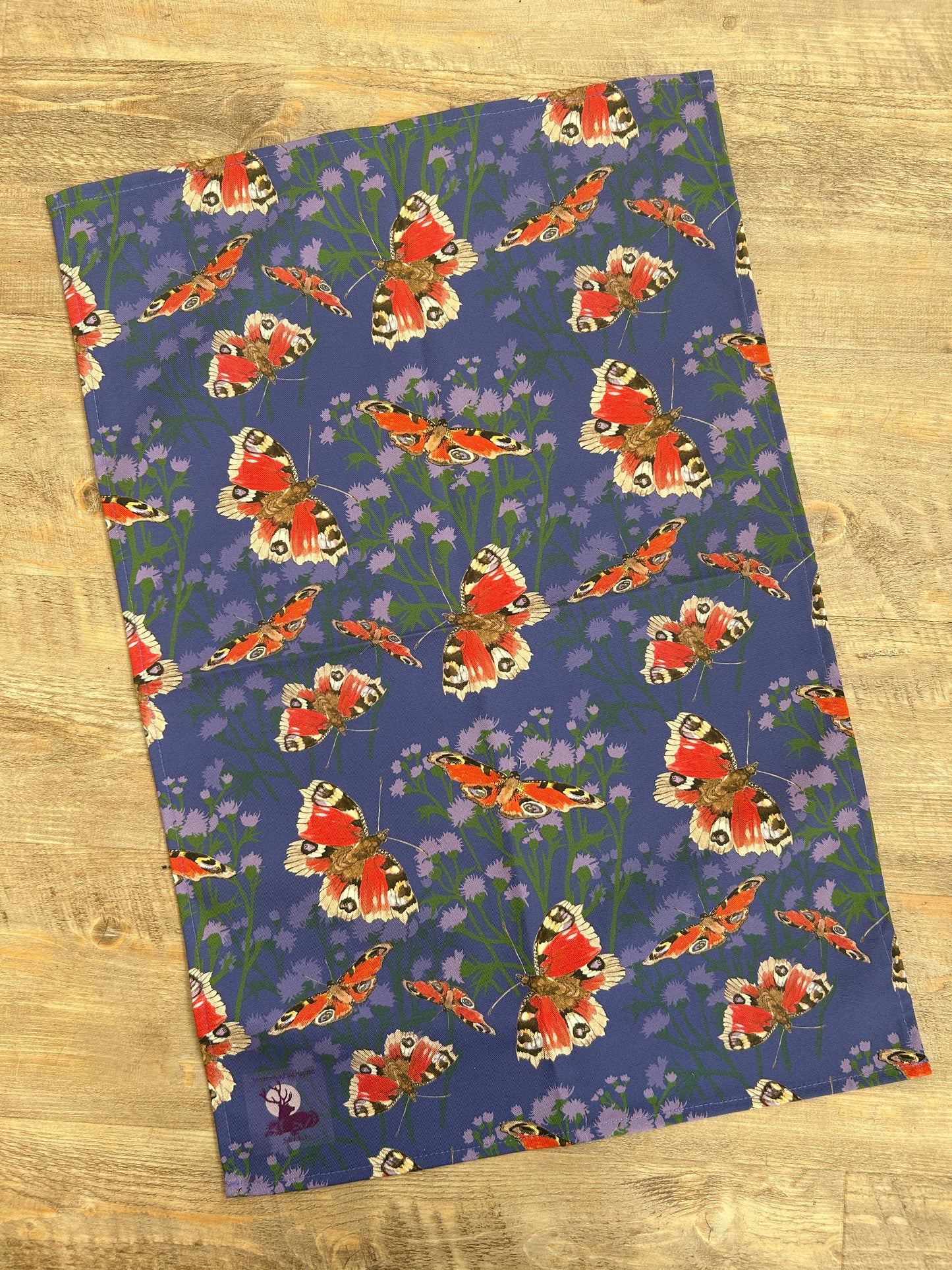 Butterfly and Thistle Design Tea Towel