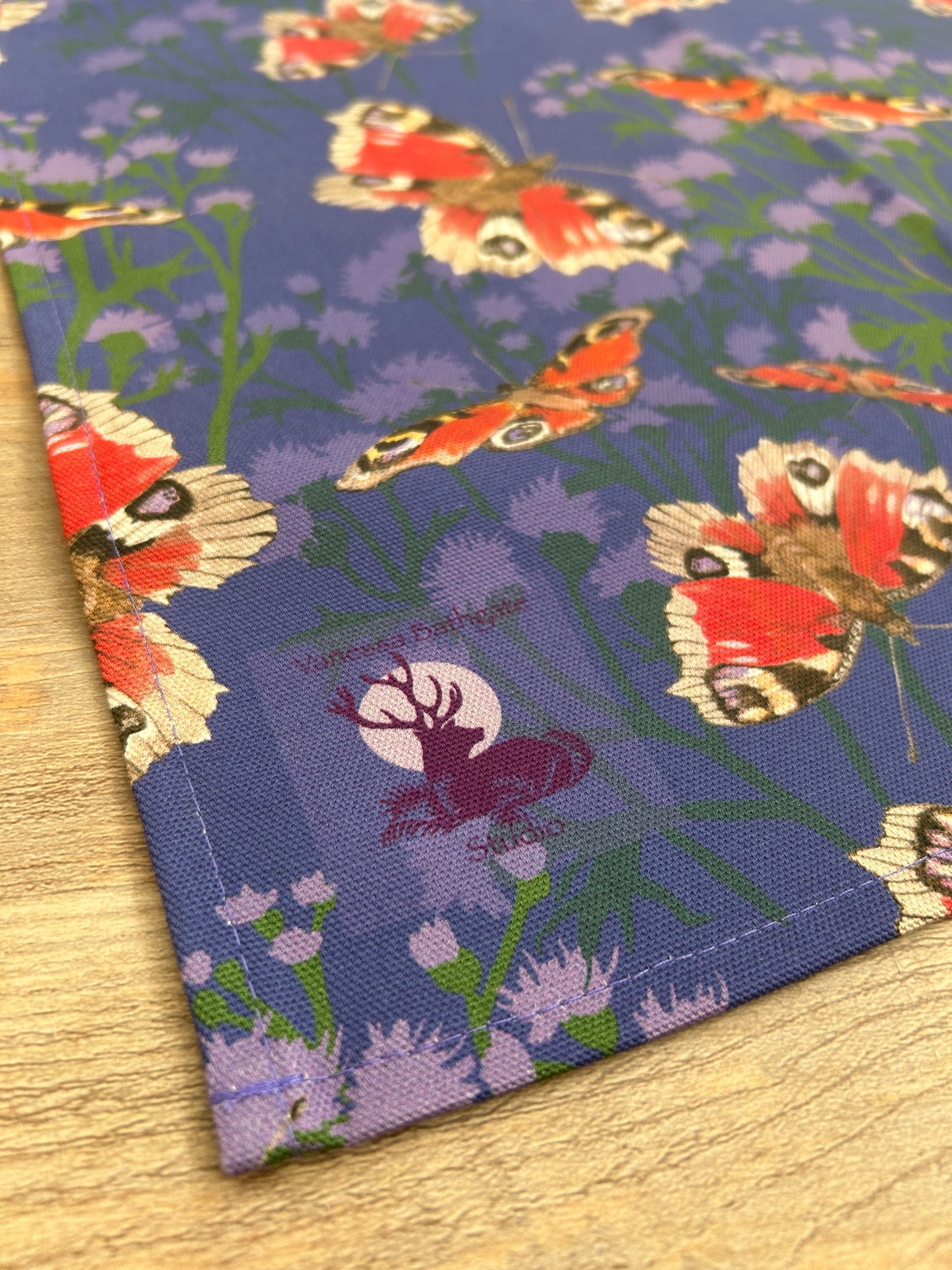 Butterfly and Thistle Design Tea Towel