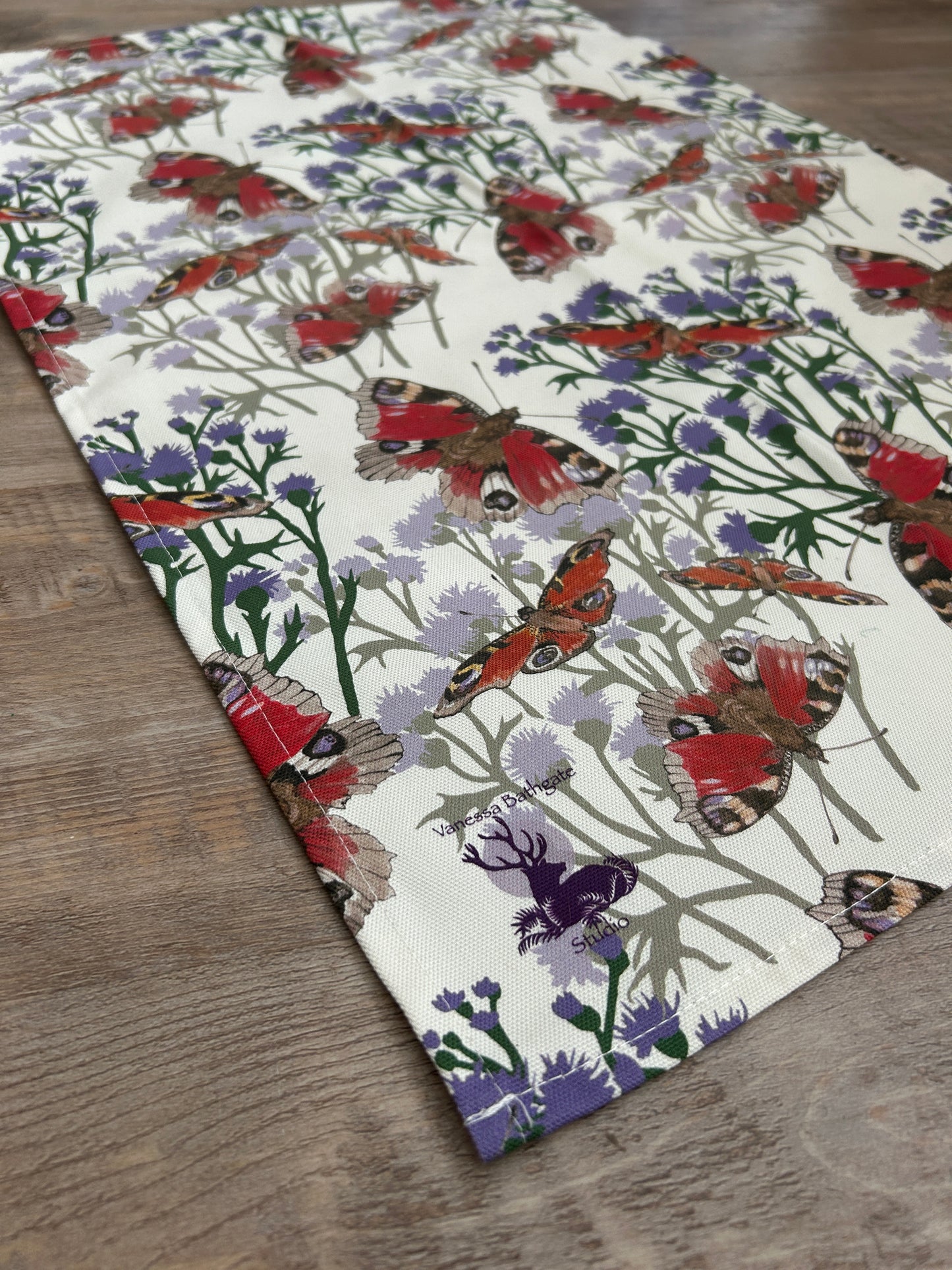 Butterfly and Thistle Design Tea Towel