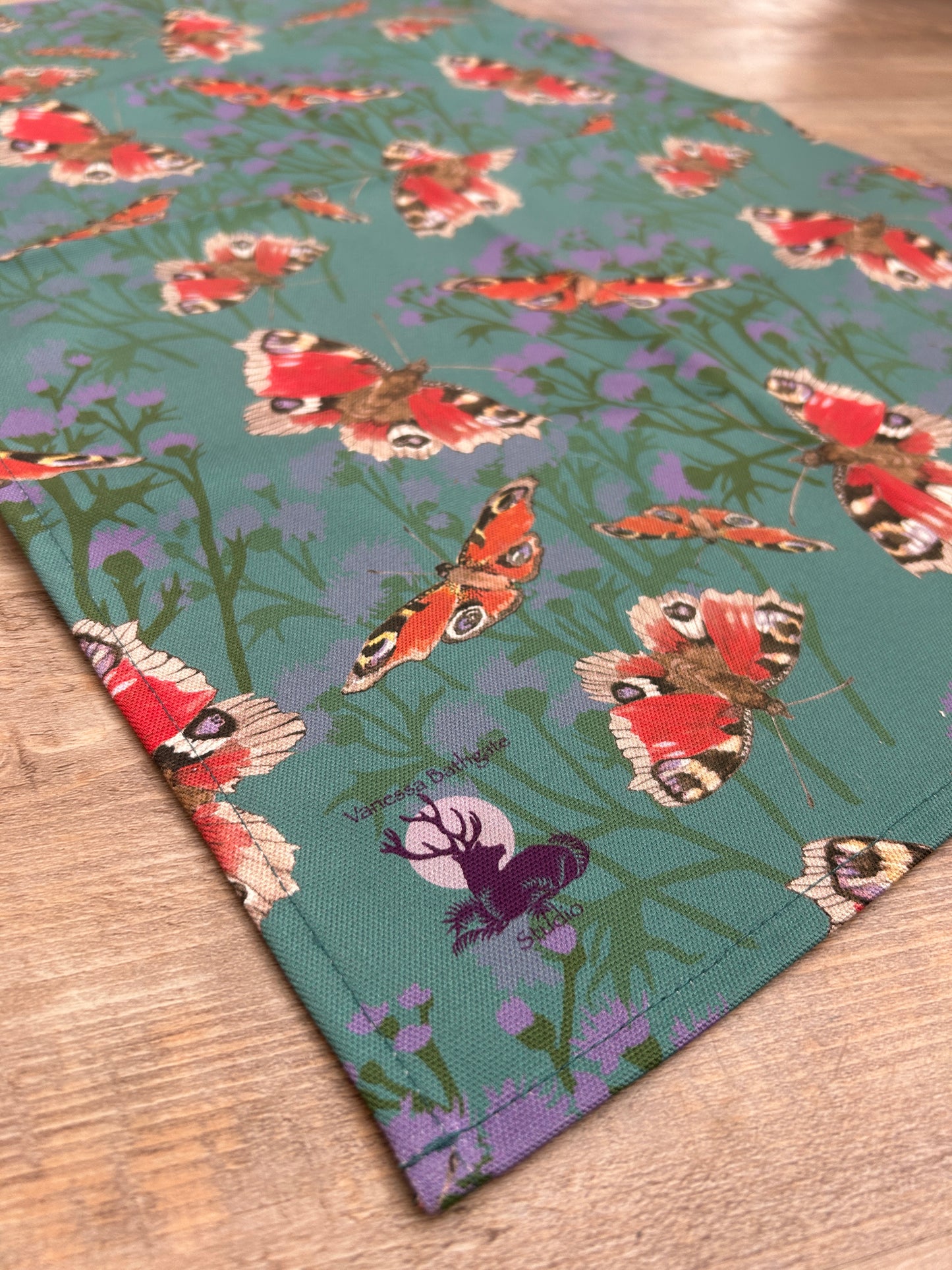 Butterfly and Thistle Design Tea Towel