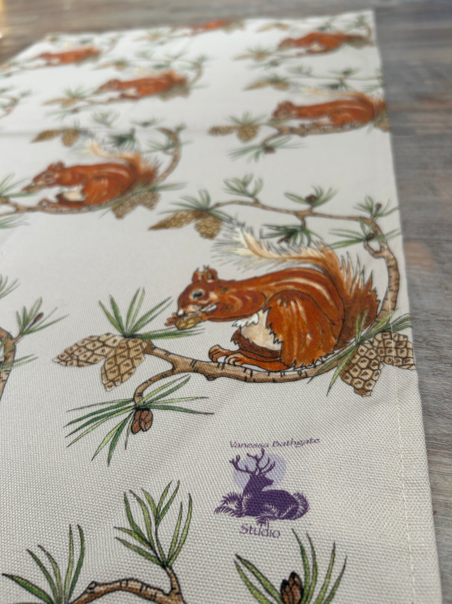 Red Squirrel Design, Cotton Tea Towel