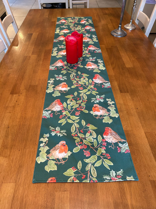 Festive Robin Garland Design Table Runner Hand made