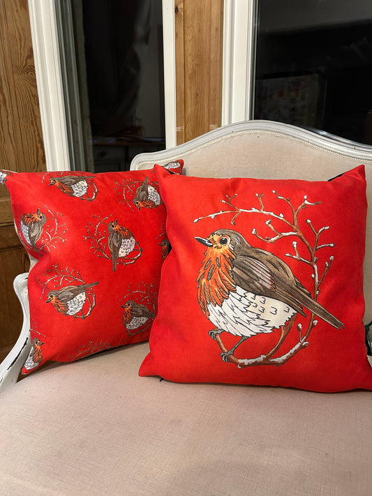 Festive Robin Design, cushion cover