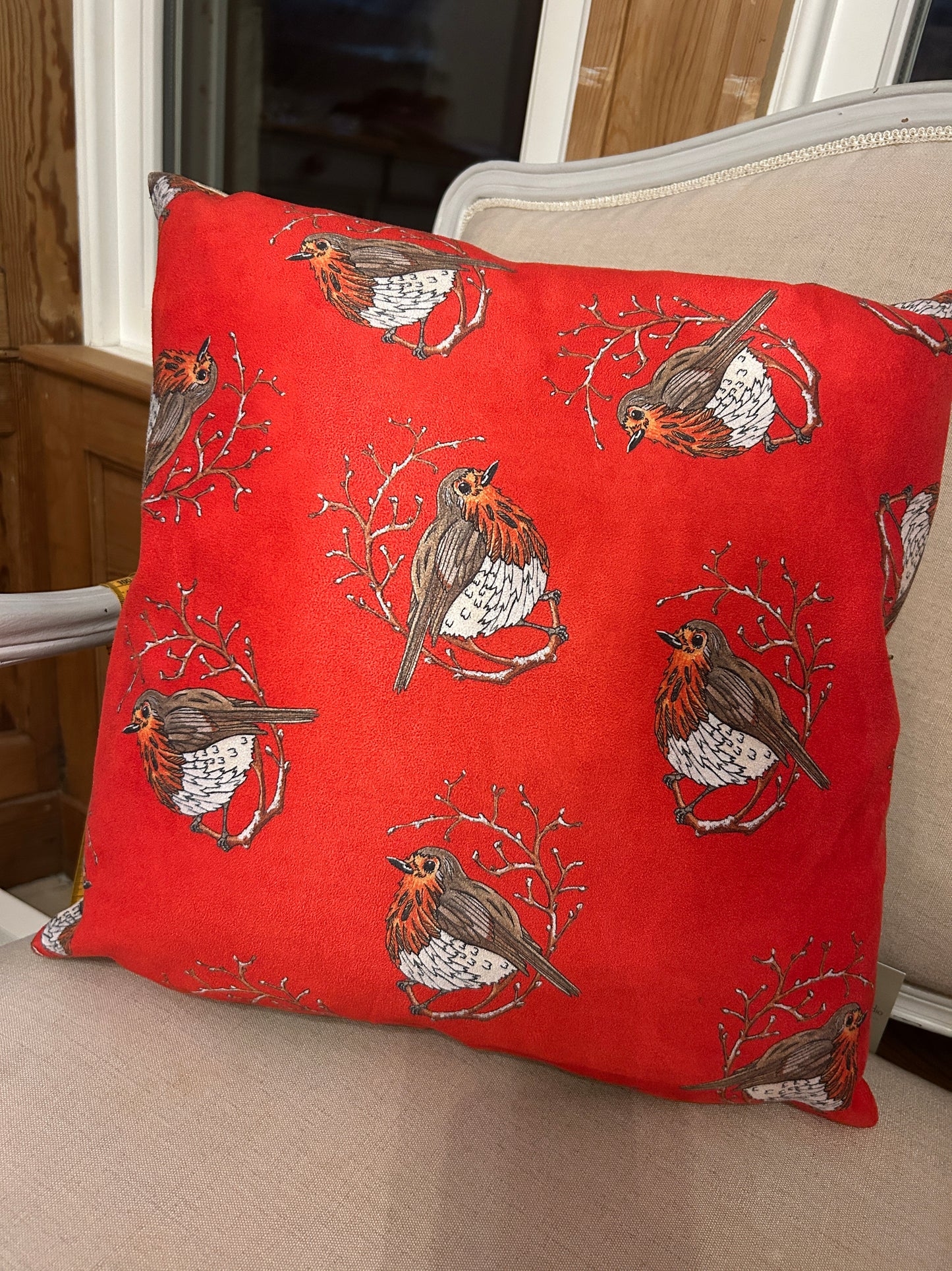 Festive Robin Design, cushion cover