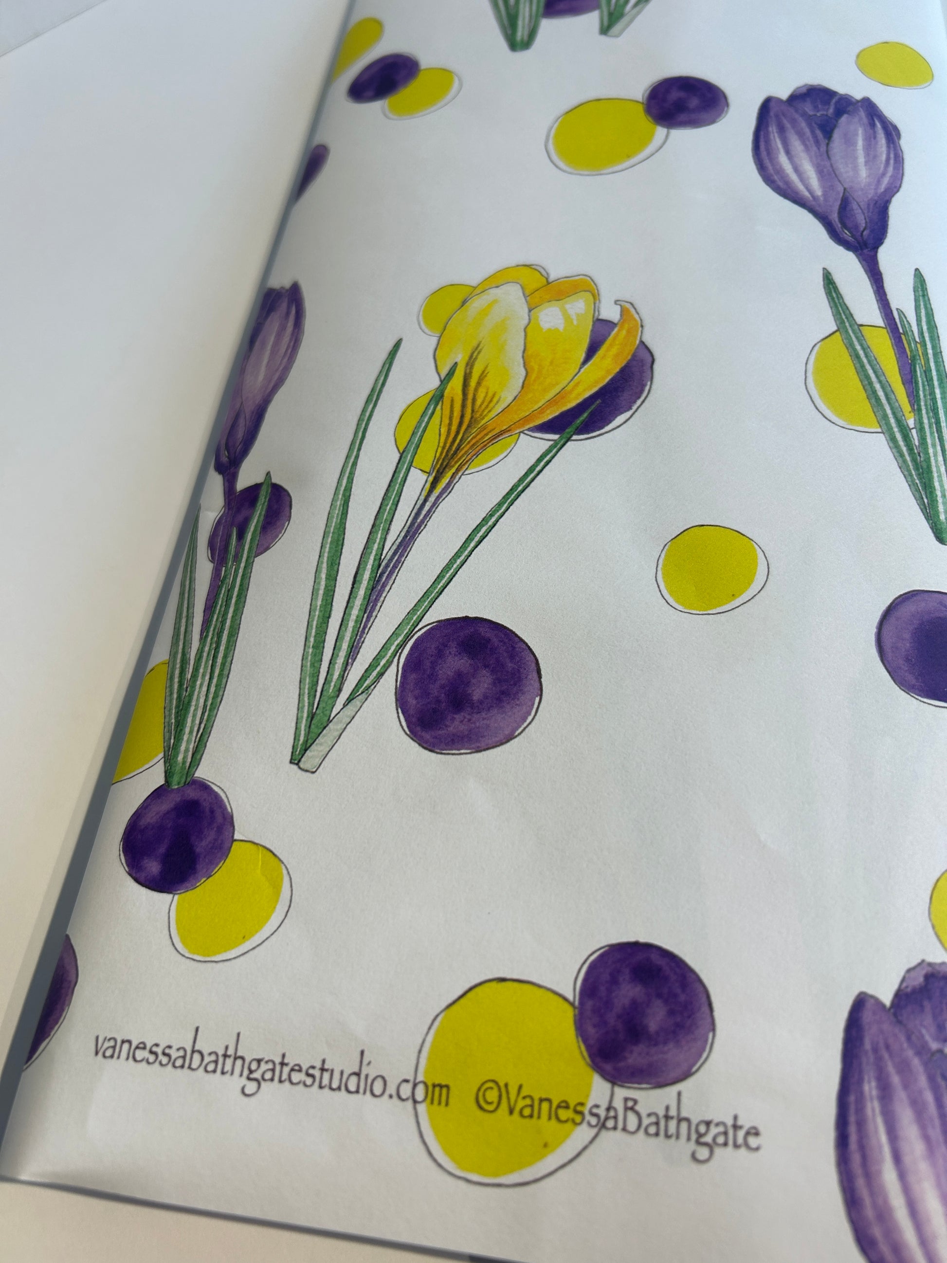 Crocus and spot illustrated designer gift wrap