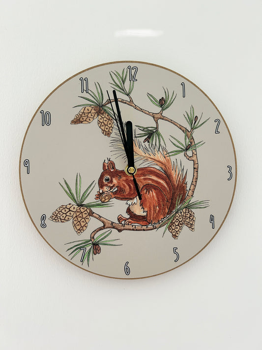 Red Squirrel Design Clock