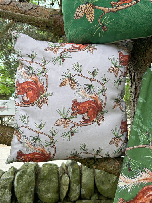 Red Squirrel Design, Organic Cotton Cushion